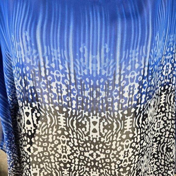 Chaus Size Medium Blue Black White Flowy Blouse Sheer Lightewight Stripes - Picture 2 of 9